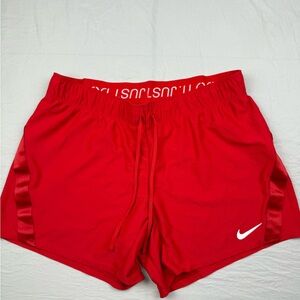 Nike women’s Dri-FIT Red Shorts with White Accents